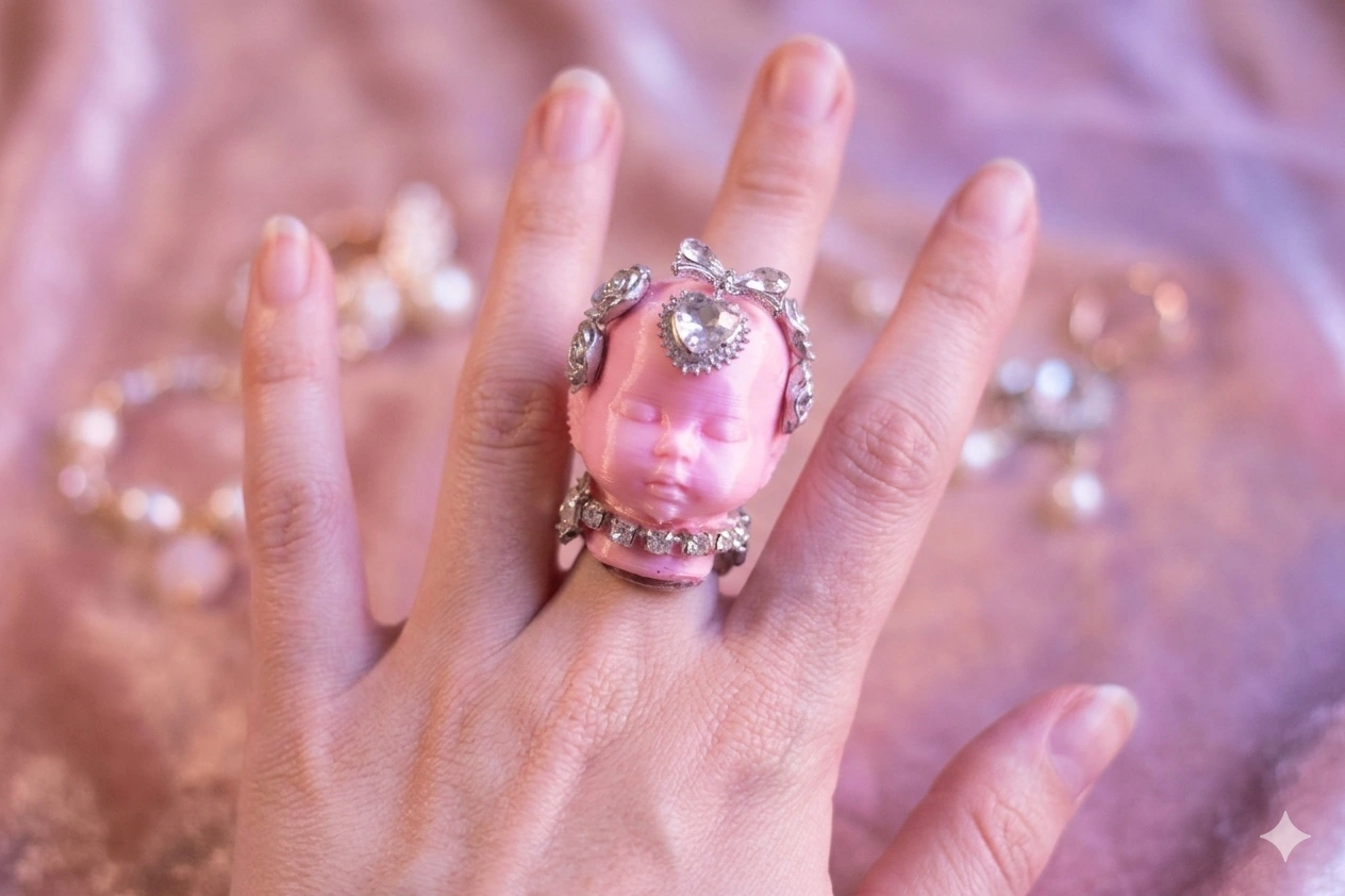 Kawaii Queen Doll Head Ring